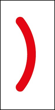 Magnetschild Sonderzeichen Klammer zu | rot · weiß