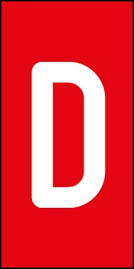 Schild Einzelbuchstabe D | weiß · rot selbstklebend
