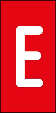 Schild Einzelbuchstabe E | weiß · rot selbstklebend