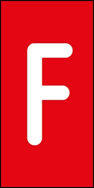 Schild Einzelbuchstabe F | weiß · rot selbstklebend