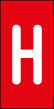 Aufkleber Einzelbuchstabe H | weiß · rot