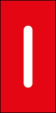 Schild Einzelbuchstabe I | weiß · rot selbstklebend