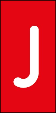 Schild Einzelbuchstabe J | weiß · rot selbstklebend