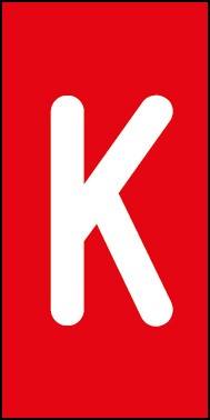Schild Einzelbuchstabe K | weiß · rot selbstklebend