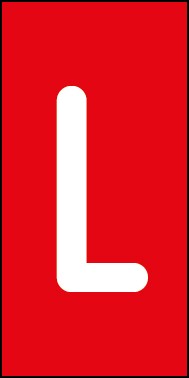 Schild Einzelbuchstabe L | weiß · rot selbstklebend