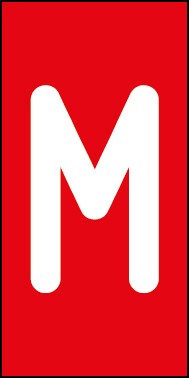 Schild Einzelbuchstabe M | weiß · rot selbstklebend