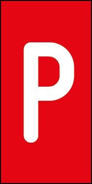 Schild Einzelbuchstabe P | weiß · rot selbstklebend