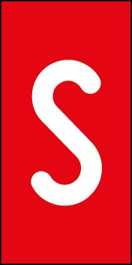 Schild Einzelbuchstabe S | weiß · rot selbstklebend
