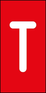 Schild Einzelbuchstabe T | weiß · rot selbstklebend