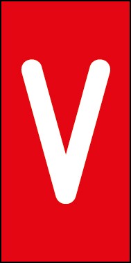Schild Einzelbuchstabe V | weiß · rot selbstklebend