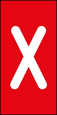 Aufkleber Einzelbuchstabe X | weiß · rot