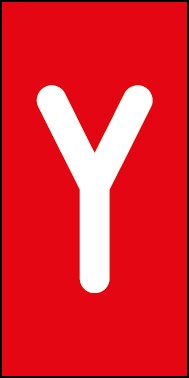 Aufkleber Einzelbuchstabe Y | weiß · rot
