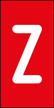 Schild Einzelbuchstabe Z | weiß · rot selbstklebend