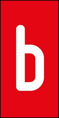 Schild Einzelbuchstabe b | weiß · rot selbstklebend