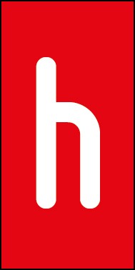 Schild Einzelbuchstabe h | weiß · rot selbstklebend