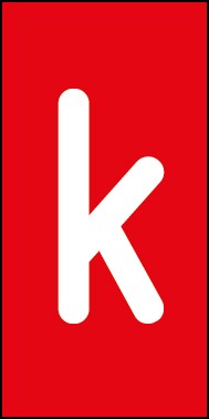Schild Einzelbuchstabe k | weiß · rot selbstklebend