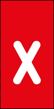 Schild Einzelbuchstabe x | weiß · rot selbstklebend