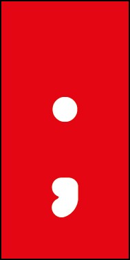 Schild Sonderzeichen Strichpunkt | weiß · rot selbstklebend