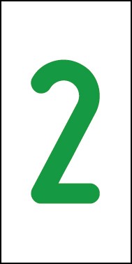 Schild Einzelziffer 2 | grün · weiß selbstklebend