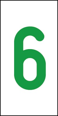 Magnetschild Einzelziffer 6 | grün · weiß
