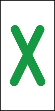 Schild Einzelbuchstabe X | grün · weiß selbstklebend