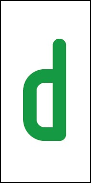 Schild Einzelbuchstabe d | grün · weiß selbstklebend