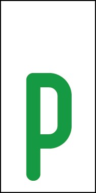 Schild Einzelbuchstabe p | grün · weiß