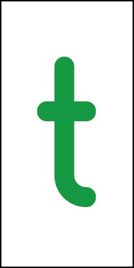 Magnetschild Einzelbuchstabe t | grün · weiß