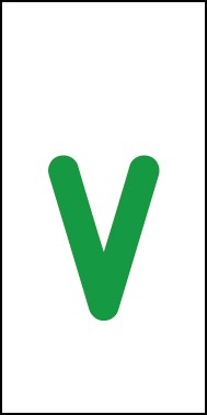 Schild Einzelbuchstabe v | grün · weiß selbstklebend