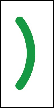 Aufkleber Sonderzeichen Klammer zu | grün · weiß | stark haftend