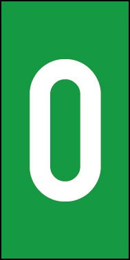 Schild Einzelziffer 0 | weiß · grün selbstklebend