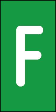 Aufkleber Einzelbuchstabe F | weiß · grün