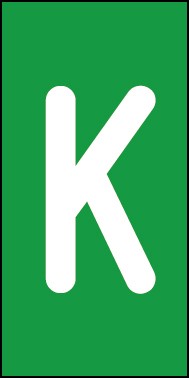 Aufkleber Einzelbuchstabe K | weiß · grün | stark haftend