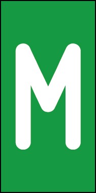 Schild Einzelbuchstabe M | weiß · grün selbstklebend