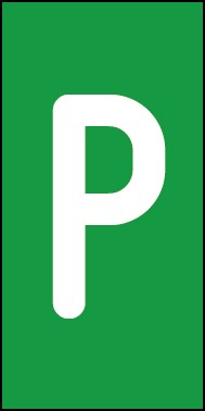 Schild Einzelbuchstabe P | weiß · grün selbstklebend