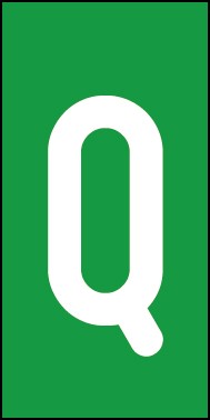 Aufkleber Einzelbuchstabe Q | weiß · grün