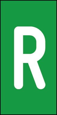 Aufkleber Einzelbuchstabe R | weiß · grün | stark haftend