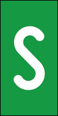 Schild Einzelbuchstabe S | weiß · grün selbstklebend