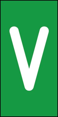 Aufkleber Einzelbuchstabe V | weiß · grün