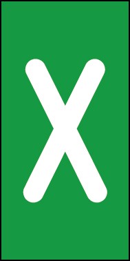 Aufkleber Einzelbuchstabe X | weiß · grün | stark haftend