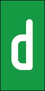 Schild Einzelbuchstabe d | weiß · grün selbstklebend