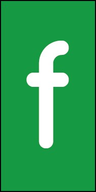 Schild Einzelbuchstabe f | weiß · grün selbstklebend