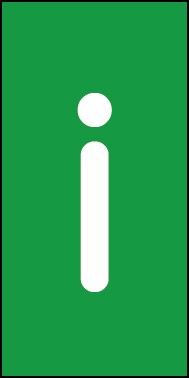 Schild Einzelbuchstabe i | weiß · grün selbstklebend