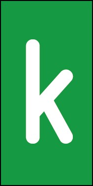 Schild Einzelbuchstabe k | weiß · grün selbstklebend