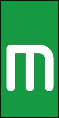 Schild Einzelbuchstabe m | weiß · grün selbstklebend