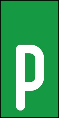 Schild Einzelbuchstabe p | weiß · grün selbstklebend