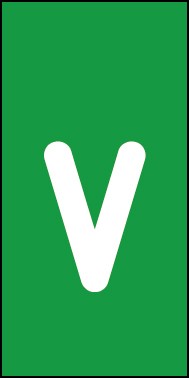 Schild Einzelbuchstabe v | weiß · grün selbstklebend