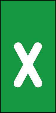 Schild Einzelbuchstabe x | weiß · grün selbstklebend