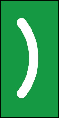 Schild Sonderzeichen Klammer zu | weiß · grün selbstklebend