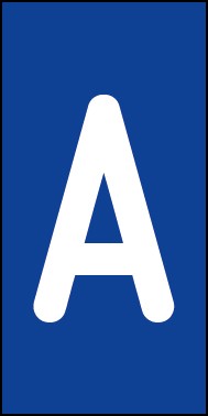 Schild Einzelbuchstabe A | weiß · blau selbstklebend